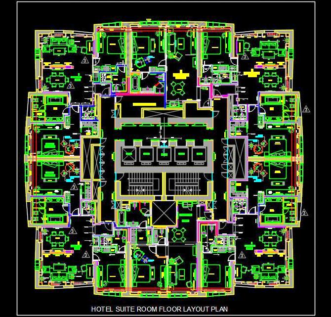 Hotel Suite Room Floor Plan AutoCAD DWG Download